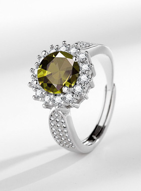 直播外贸超闪奢华满钻两克拉仿D色莫桑石戒指女镀纯银戒指环