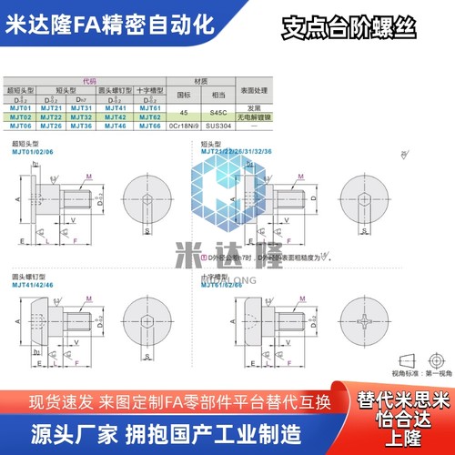 台阶螺丝MJT06-M6-L10-F6 MJT01 MJT02 MJT21 MJT22 MJT26 MJT31 - 图0