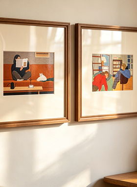 午后慢时光 法式中古风客厅背景画艺术小众装饰画餐厅卧室组合画