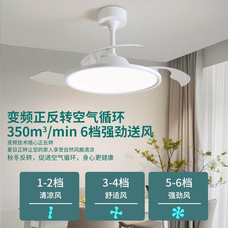 饭厅吊扇灯全光谱护眼智能灯现代简约隐形卧室房间一体电风扇吊灯,淘宝优惠券,粉丝福利购,淘宝优惠卷
