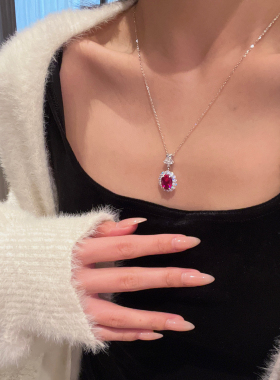 高品质 培育鸽血红红宝石吊坠血红红宝石项链女2024年新款 项链