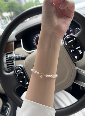 包金级细小米粒施家珍珠手链小米珠手链女2024年新款轻奢法式手链