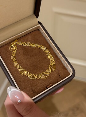 本鹿珠宝 ·缎带水波纹蕾丝手链眼睫毛造型时尚奢华款式 纯银手链