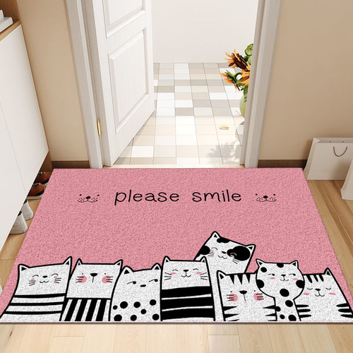 卡通丝圈入户门地垫进门除尘蹭土脚垫门口防滑耐脏可裁剪pvc地毯 - 图0