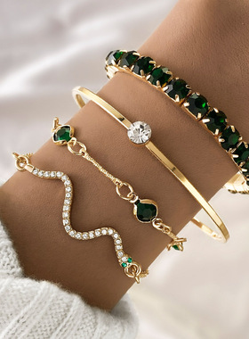 欧美跨境爱心打结合金手镯套装