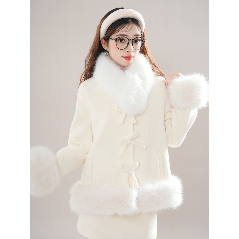 矜贵千金 冬日韩剧氛围感穿搭气质毛毛外套温柔半裙显瘦甜美套装 - 图3