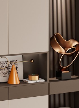 现代轻奢高级感入户屏风玄关柜摆件客厅样板房酒店抽象艺术装饰品