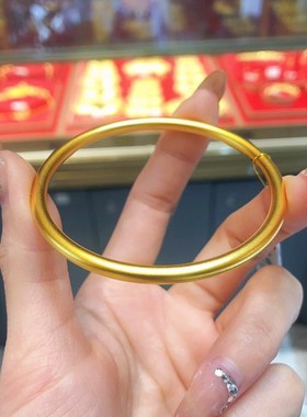 古法金包银手镯女磨砂素圈实心光面手环镯子首饰礼物送女友送妈妈