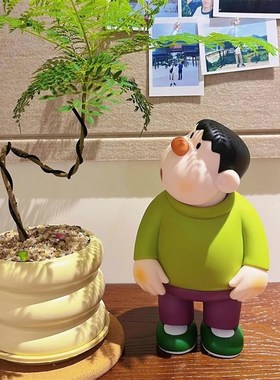 胖虎手办歪头大号玩偶桌面公仔潮摆件玩生日礼物家居车载车尾装饰