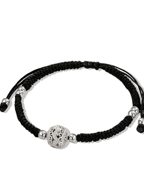 铃铛本命年闺蜜红绳情侣手链女纯银女生学生一对情侣款编织手绳