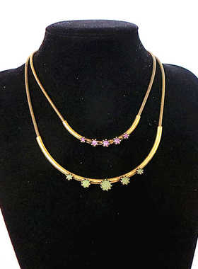 浮雕宝石手镯镀金银色复古女