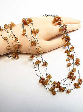 黑色天然石碎石金银百搭锁骨链女