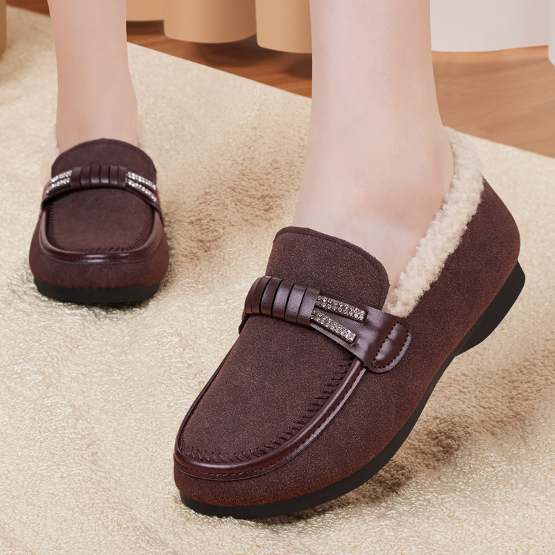 老北京布鞋女冬加绒2025新款棉鞋一脚蹬平底豆豆鞋保暖妈妈毛毛鞋,淘宝优惠券,粉丝福利购,淘宝优惠卷