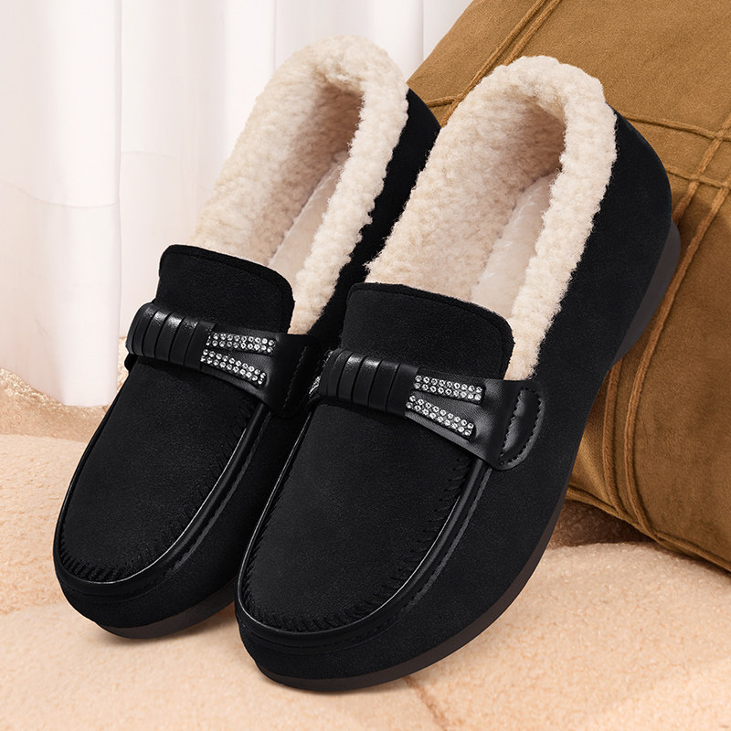 老北京布鞋女冬加绒2025新款棉鞋一脚蹬平底豆豆鞋保暖妈妈毛毛鞋,淘宝优惠券,粉丝福利购,淘宝优惠卷