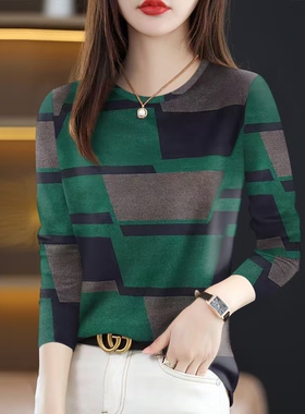 深圳南油轻奢高端货~女装2025新款秋季减龄长袖遮肚T恤女上衣指环