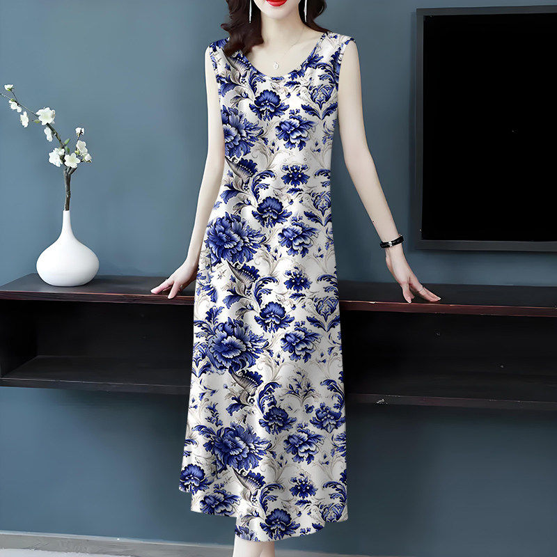 广州十三行高端爆款~气质减龄遮肚妈妈装背心吊带中长款连衣裙女,淘宝优惠券,粉丝福利购,淘宝优惠卷