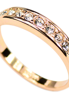 单排钻戒指百搭女款百搭日韩潮简约气质食指夸张锆石碎钻戒指尾戒