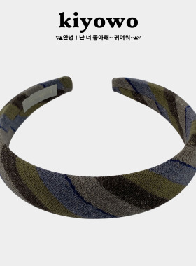 秋冬复古条纹海绵显脸小发箍发卡