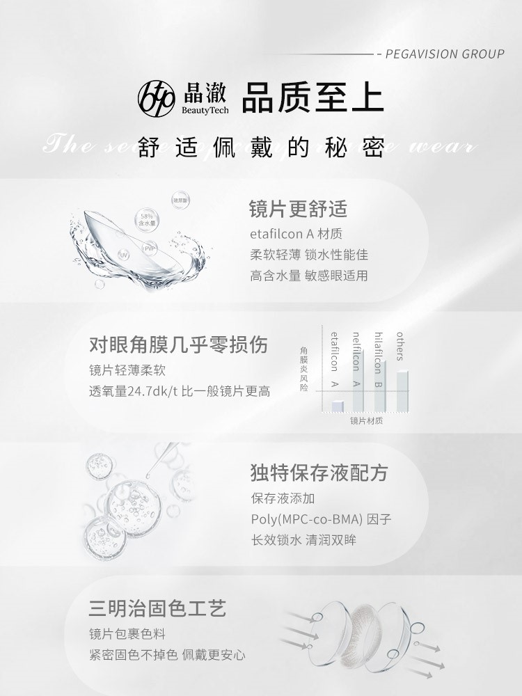 晶硕海外旗舰店美丽海洋美瞳彩色隐形眼镜日抛10片混血官网正品-图3