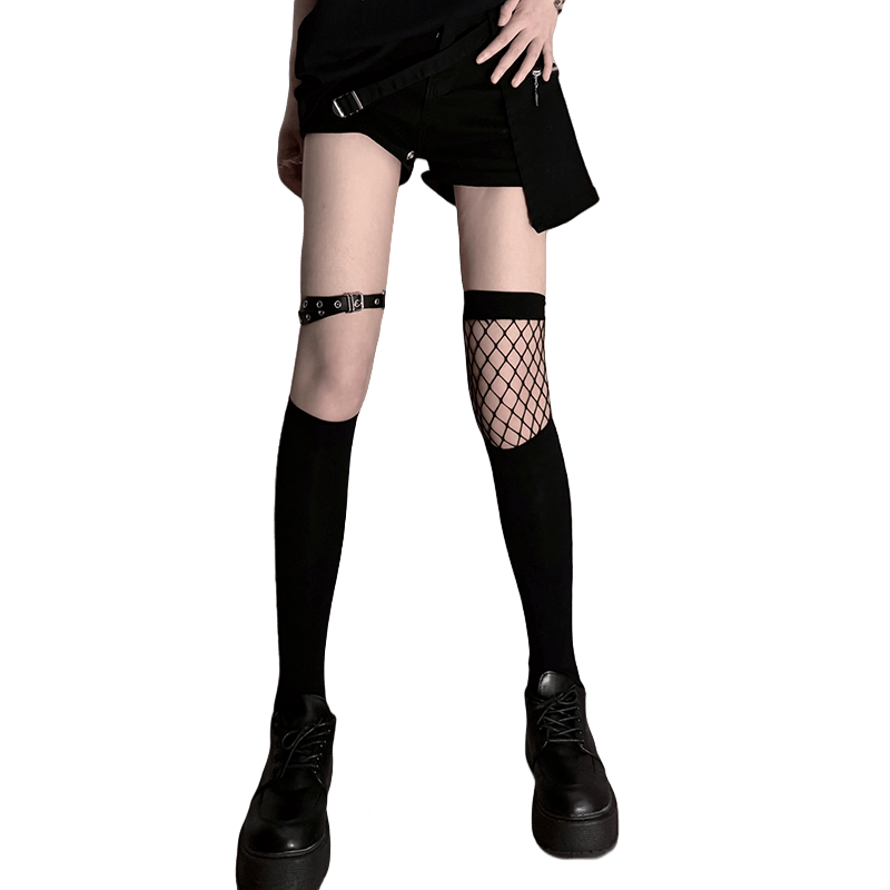 中筒袜女黑丝性感春夏小腿袜辣妹亚文化拼接过膝渔网袜半截高筒袜,淘宝优惠券,粉丝福利购,淘宝优惠卷