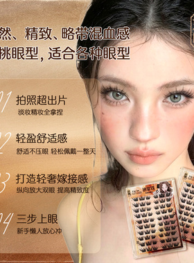 热拿铁自然清透单簇假睫毛