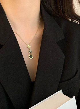 经典幸运草钛钢不掉色项链女金色锁骨链气质百搭ins潮设计感颈链