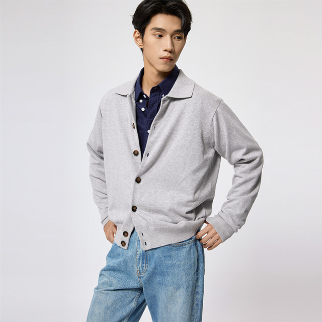 TUTM Men's Cashmere Blended Thin Lapel Cardigan Sweater Men's Spring and Autumn Casual Sweater Jacket