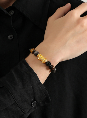 ParasKors派热 灵狮暗夜貔貅手串黑曜石手串男士生日礼物送男友