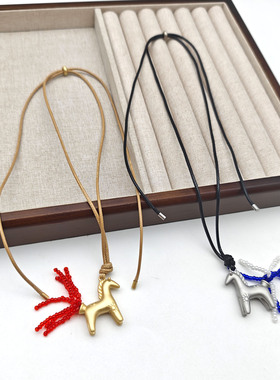 新款欧美马到成功小马吊坠项链