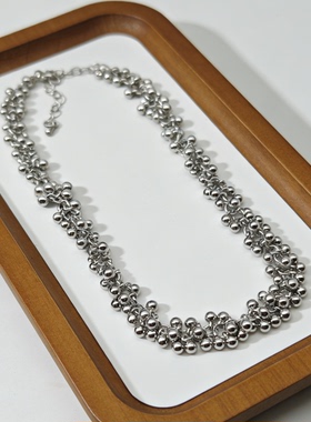 小众轻奢银色金属链条女锁骨链