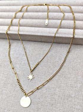 欧美新款简约风双层叠戴项链