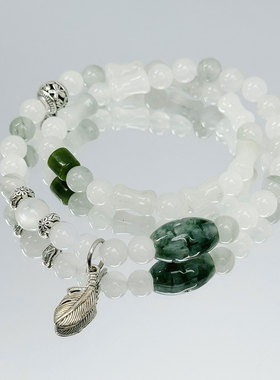 原创设计【春野】天山翠玉石手链