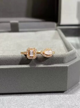 欧美新款满钻梅家水滴戒指女时尚百搭高级感指环轻奢小众设计指环