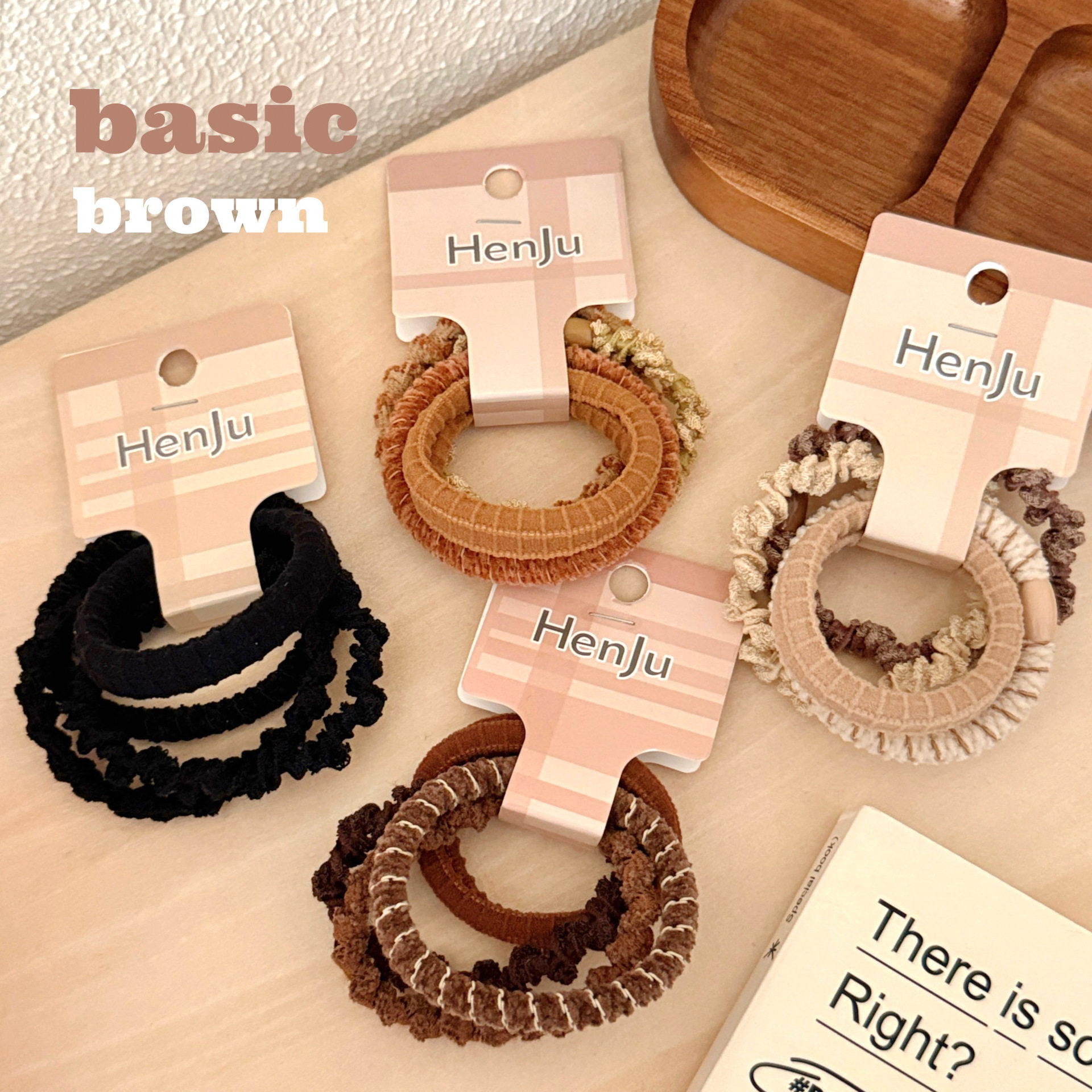 小商品咖色系基础款麻花编织发圈少女百搭发绳高弹力头绳扎马尾皮,淘宝优惠券,粉丝福利购,淘宝优惠卷