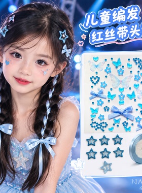 女童红色丝带红头绳发饰