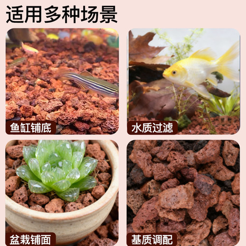 天然火山石颗粒多肉兰花鱼缸底砂专用红火山岩拌土植料花盆铺面石 - 图2