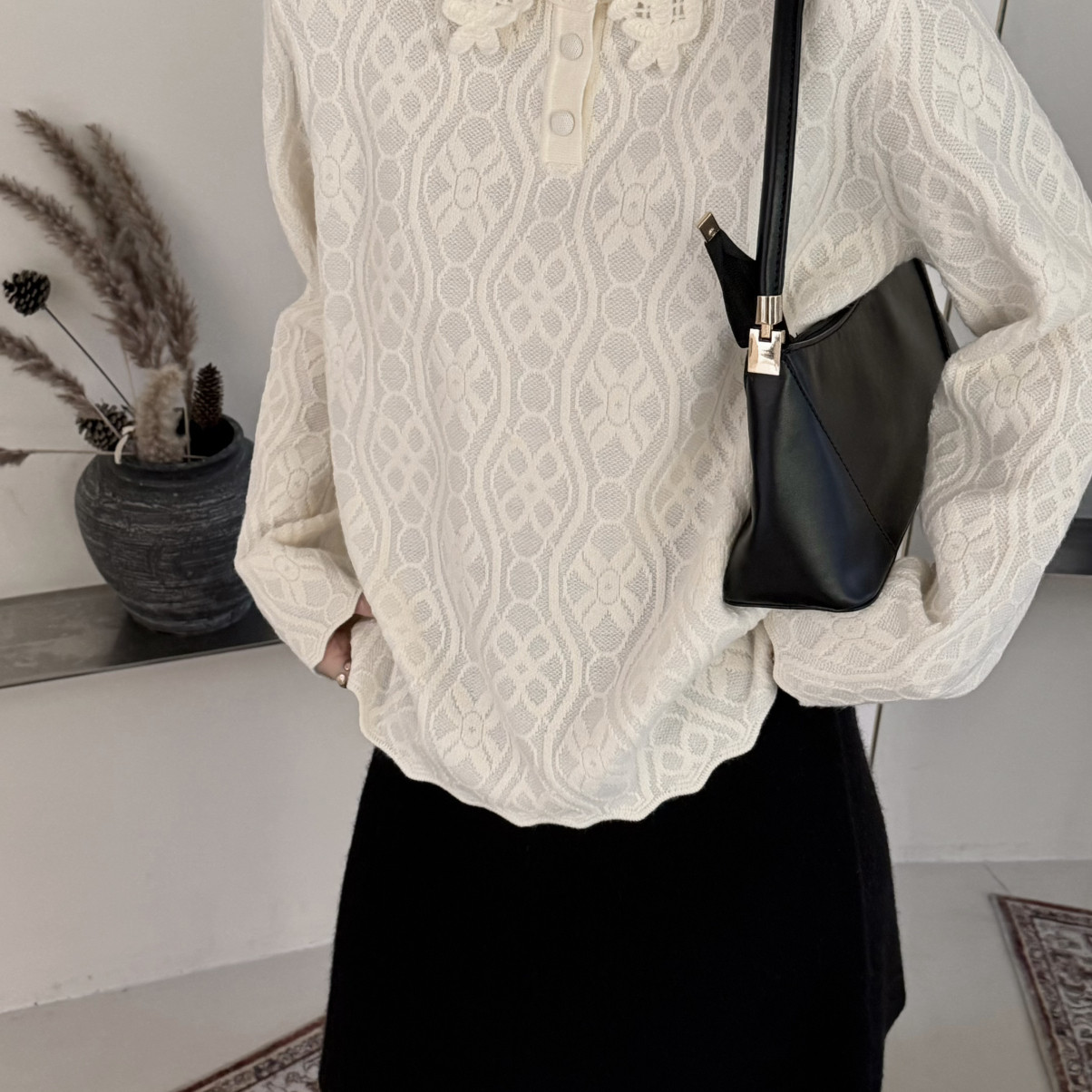 TB媞宝-卖w件26年早春爆单王温柔蕾丝钩花娃娃领甜系针织衫52923,淘宝优惠券,粉丝福利购,淘宝优惠卷