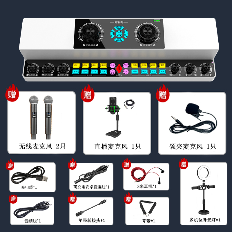 布谷鸟y6声卡音响一体机便携AI语音唱歌直播专用蓝牙家庭K歌音箱 - 图1