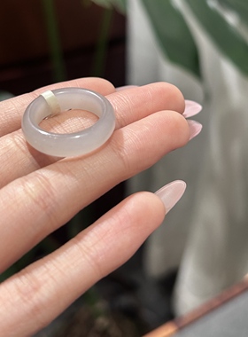 天然和田玉烟紫戒圈手饰