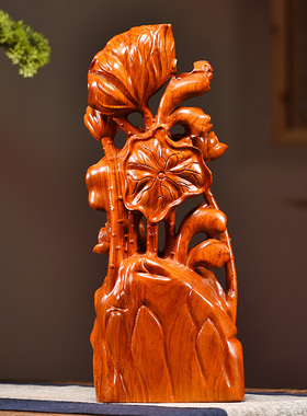 客厅店铺整料雕刻一路连升摆件