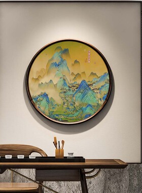 千里江山风景挂画客厅中式玄关画