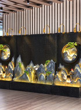 小曾大型水e幕墙流水屏风户外别墅公司酒店玄关装饰阳台造景摆件