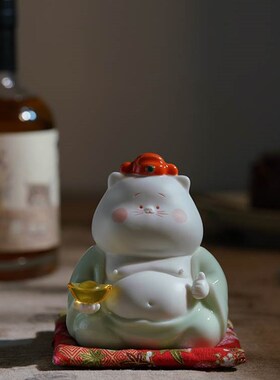 招财猫陶瓷可爱摆件小猫咪家居客厅装饰店铺开业工艺品Z礼品发财