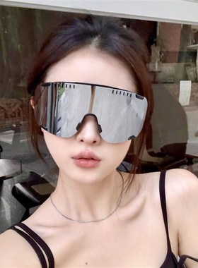 黑色大框骑d行眼镜女骑车登山户外运动太阳眼镜男时尚遮阳防风沙