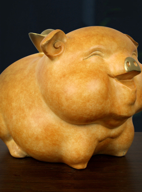 桌面全铜猪摆件j客厅玄关桌面创意装饰品办公室诸事顺利乔迁礼品