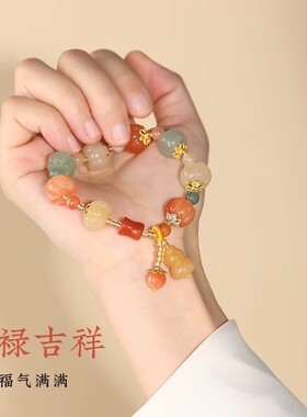 普陀山金丝玉南瓜手串招财转运珠