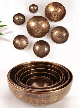 纯铜颂钵满月钵乐器尼泊尔手工桑塔钵音碗瑜伽静心钵冥想