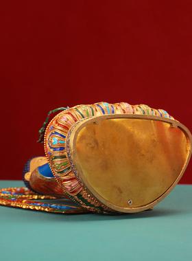 藏式纯铜七寸彩绘药师佛像家用供奉摆件精品全身彩绘1尺铜像装物