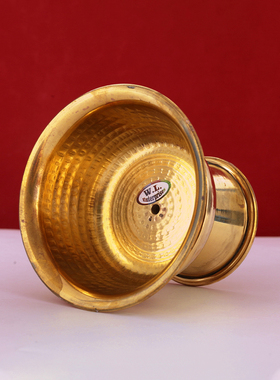 尼泊尔纯黄铜酥油手工灯座家用