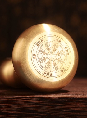 掌中指捻转金轮精致纯铜陀螺减压转金手动微缩金文指尖观音转金筒